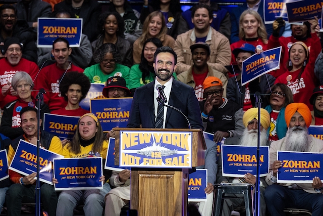 Mayor-elect Zohran Mamdani addresses supporters.